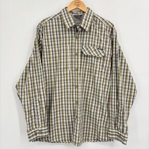 Eddie Bauer Vented Long Sleeve Fishing Shirt Mens Lg Roll Tab Plaid Zip Pocket